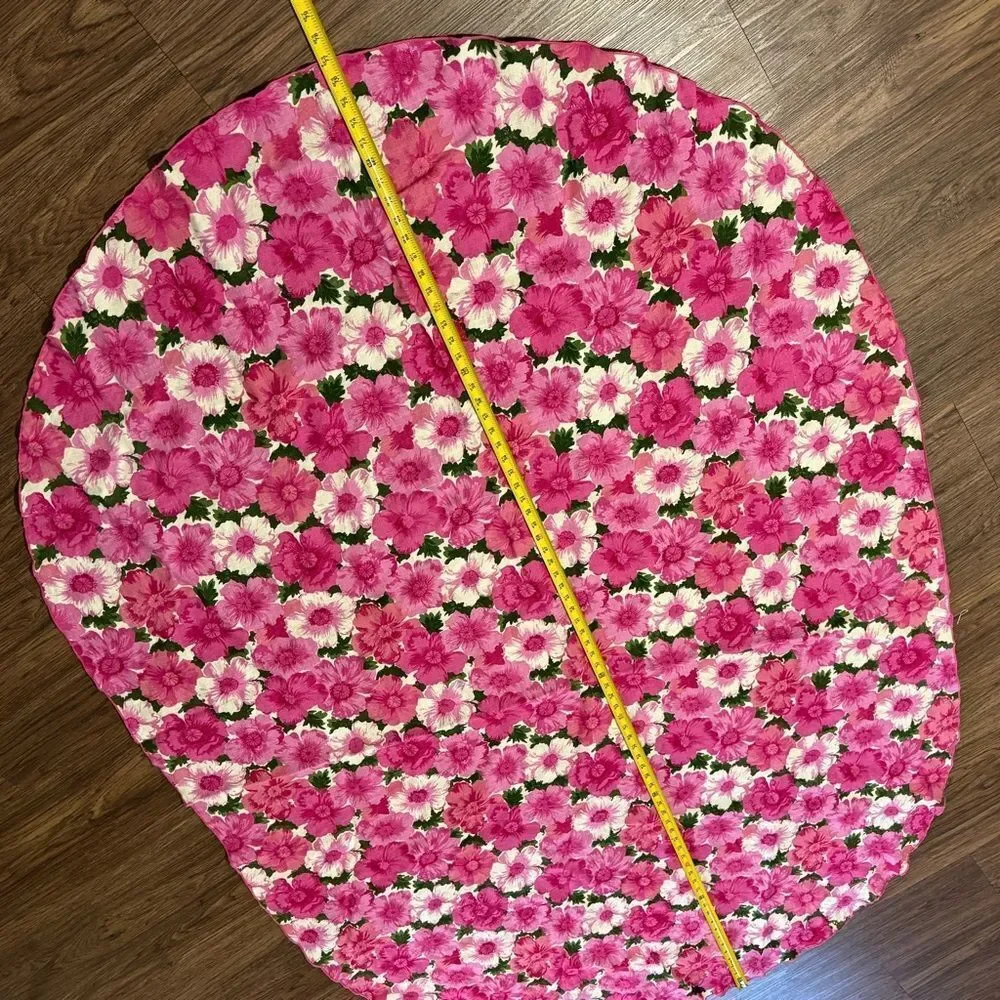 Vintage Braidwater Floral Irish Linen Oval Tablecloth Pink White Green 52” x 77”